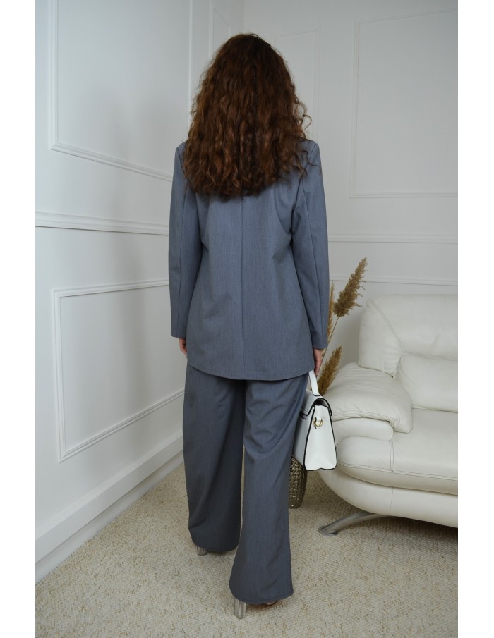 Ensemble blazer oversize + pantalon gris - femme - Accueil