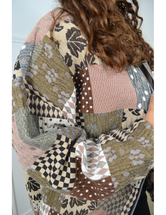 Bomber patchwork/matelassé beige - femme - Accueil