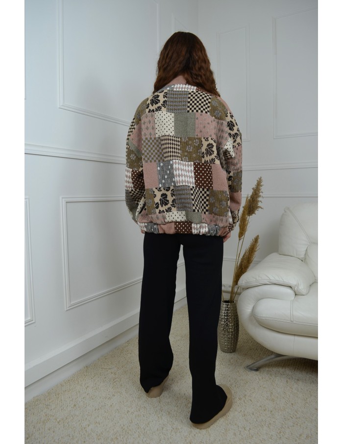 Bomber patchwork/matelassé beige - femme - Accueil