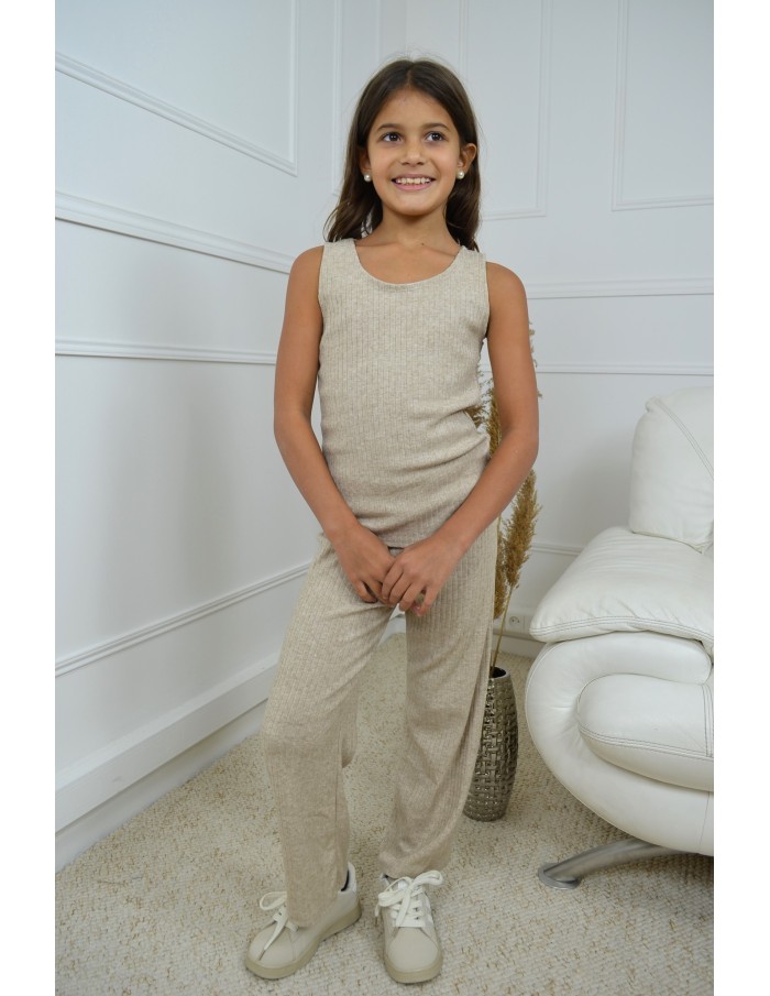 Ensemble en maille beige 3 pièces - fille 4 à 14 ans - Accueil