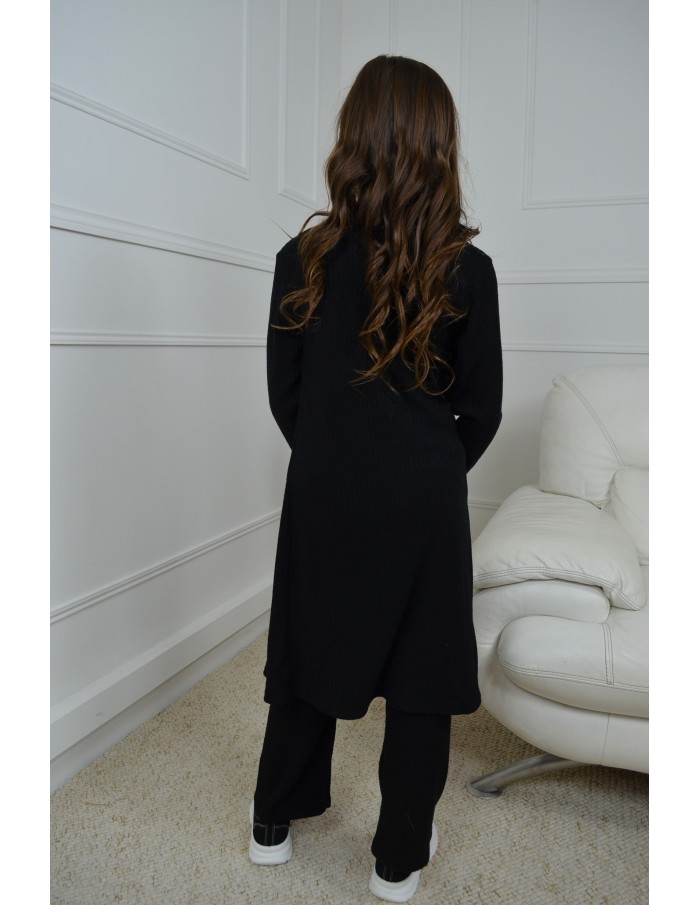 Ensemble en maille noir 3 pièces - fille 4 à 14 ans - Accueil