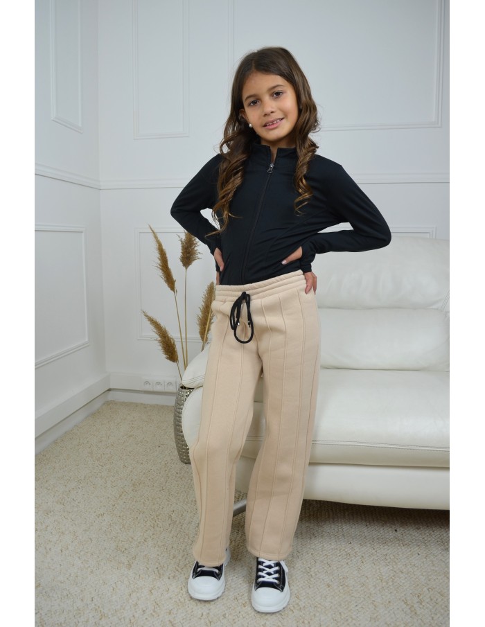 Jogging beige avec relief - fille 4 à 14 ans - Accueil