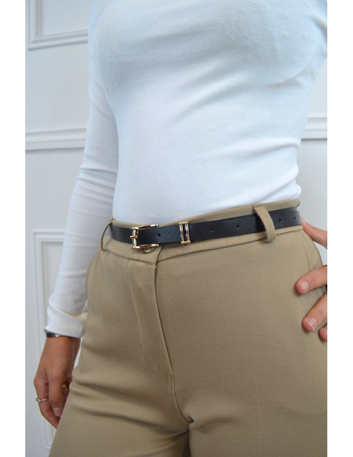 Pantalon évasé camel avec ceinture - femme - Accueil