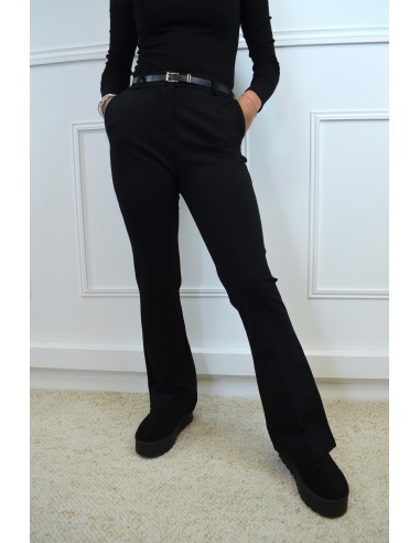 Pantalon évasé noir avec ceinture