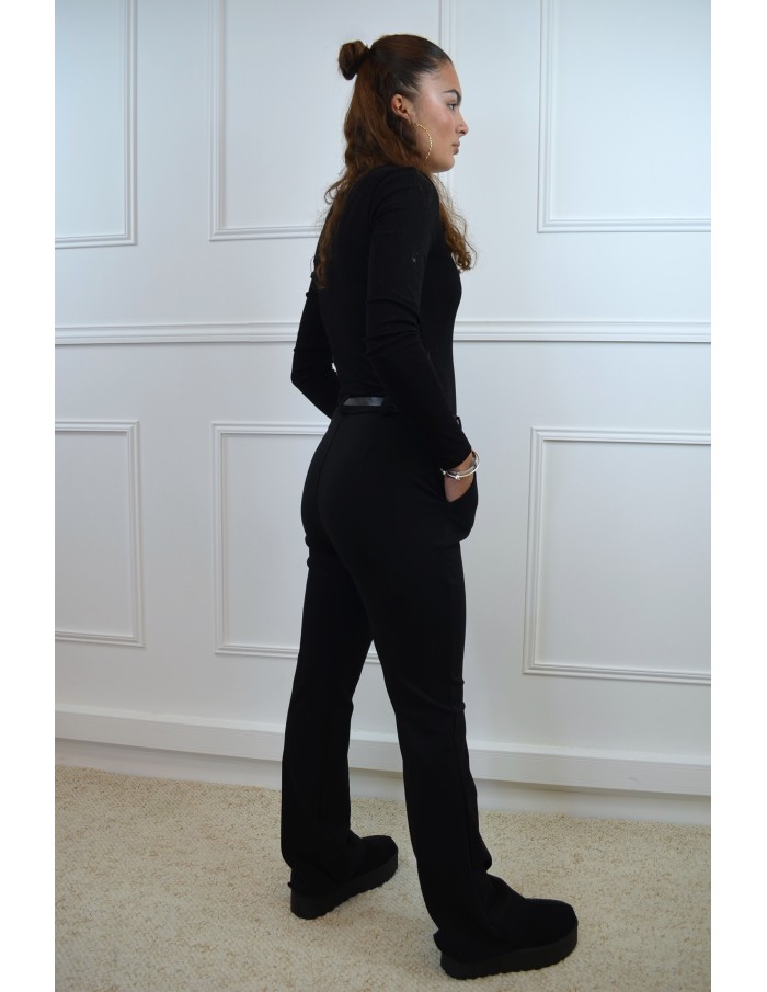 Pantalon évasé noir avec ceinture - Accueil