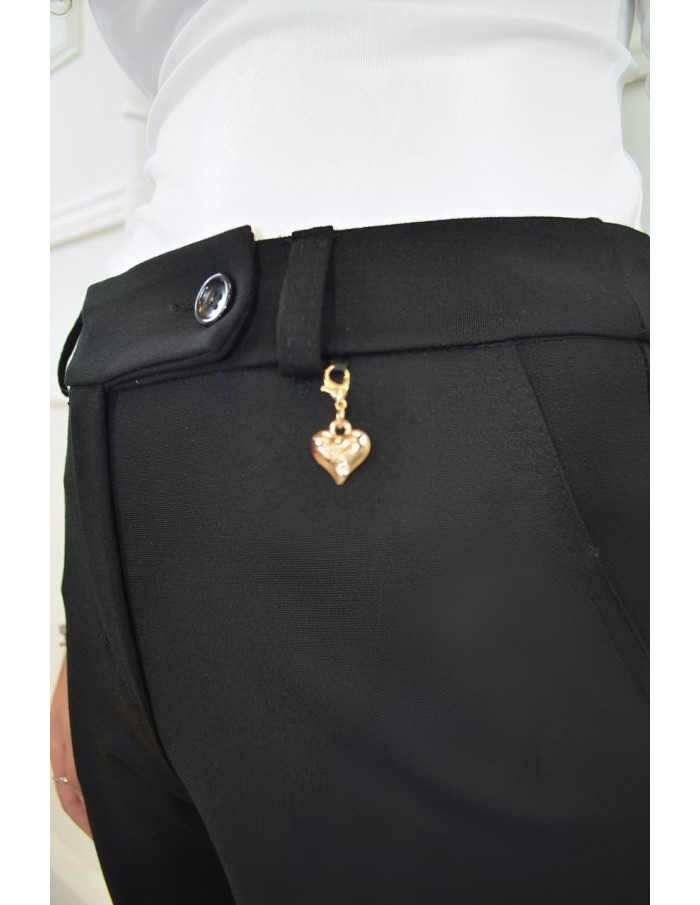 Pantalon de tailleur noir avec bijou doré - femme - Accueil