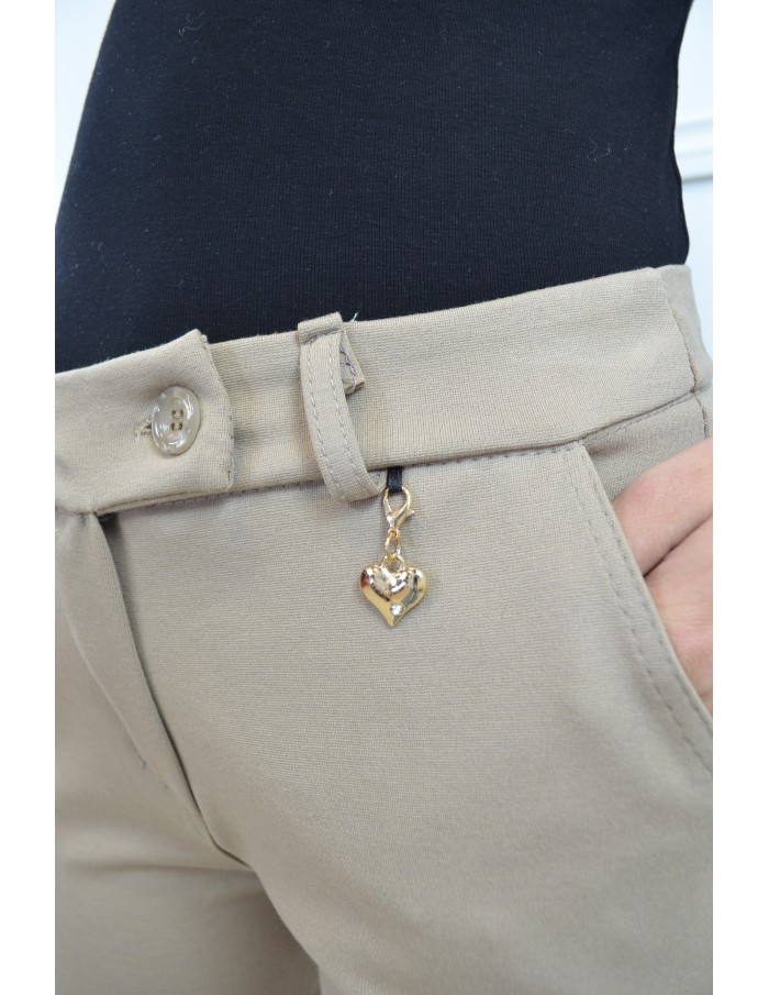 Pantalon de tailleur camel avec bijou doré - femme - Accueil
