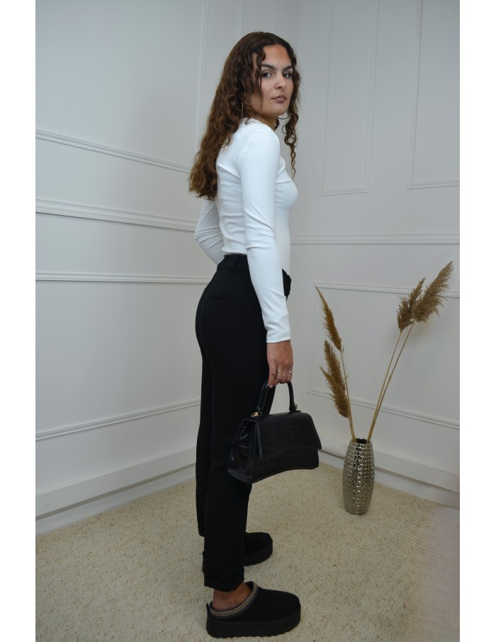 Pantalon de tailleur noir avec bijou doré - femme - Accueil
