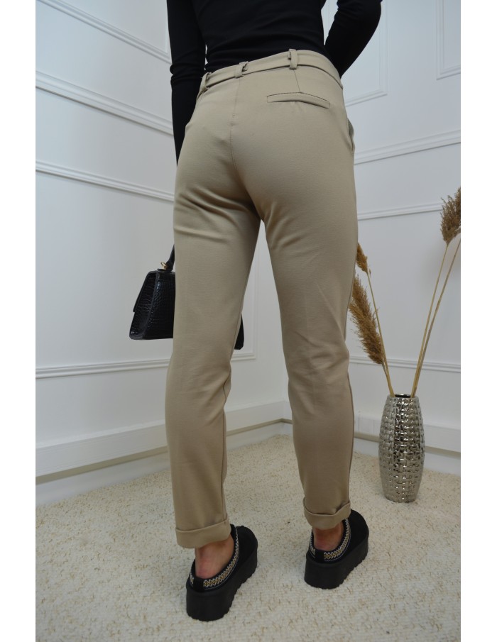 Pantalon de tailleur camel avec bijou doré - femme - Accueil