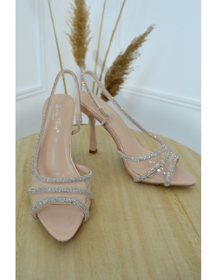 Sandales à talon rose avec strass - femme - Accueil