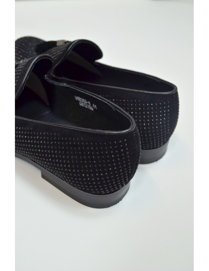 Mocassins noirs pailletés avec glands - homme - Accueil