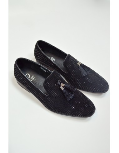 Mocassins noirs pailletés avec glands...