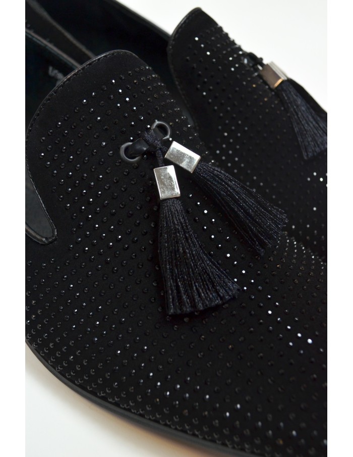 Mocassins noirs pailletés avec glands - homme - Accueil