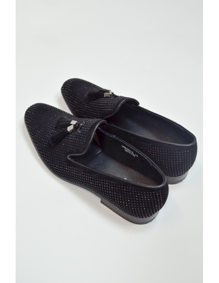 Mocassins noirs pailletés avec glands - homme - Accueil