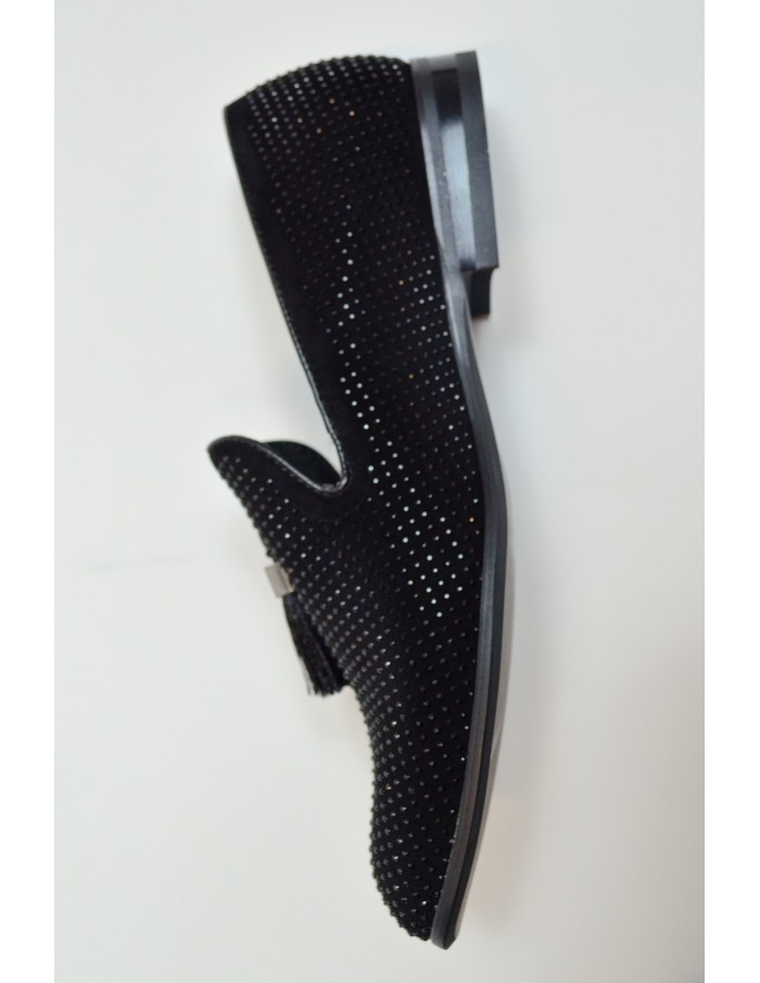 Mocassins noirs pailletés avec glands - homme - Accueil