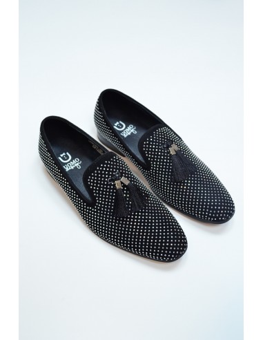 Mocassins noirs avec strass et glands...