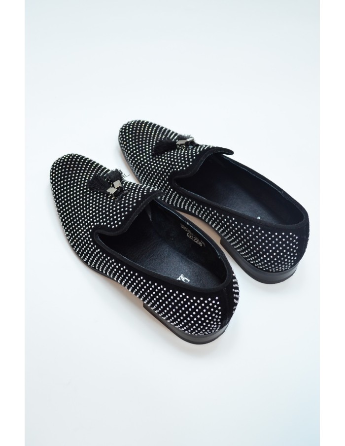 Mocassins noirs avec strass et glands - homme - Accueil
