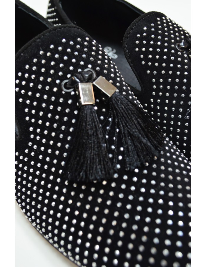 Mocassins noirs avec strass et glands - homme - Accueil
