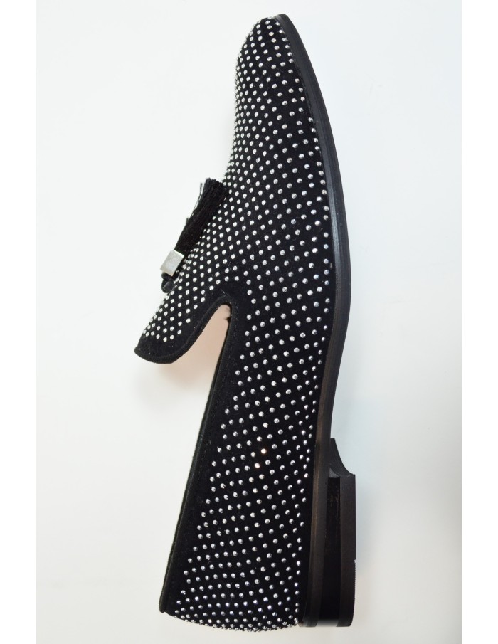 Mocassins noirs avec strass et glands - homme - Accueil