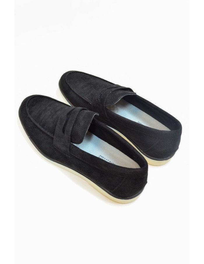 Mocassins noirs en tissu avec semelle contrastante - homme - Accueil