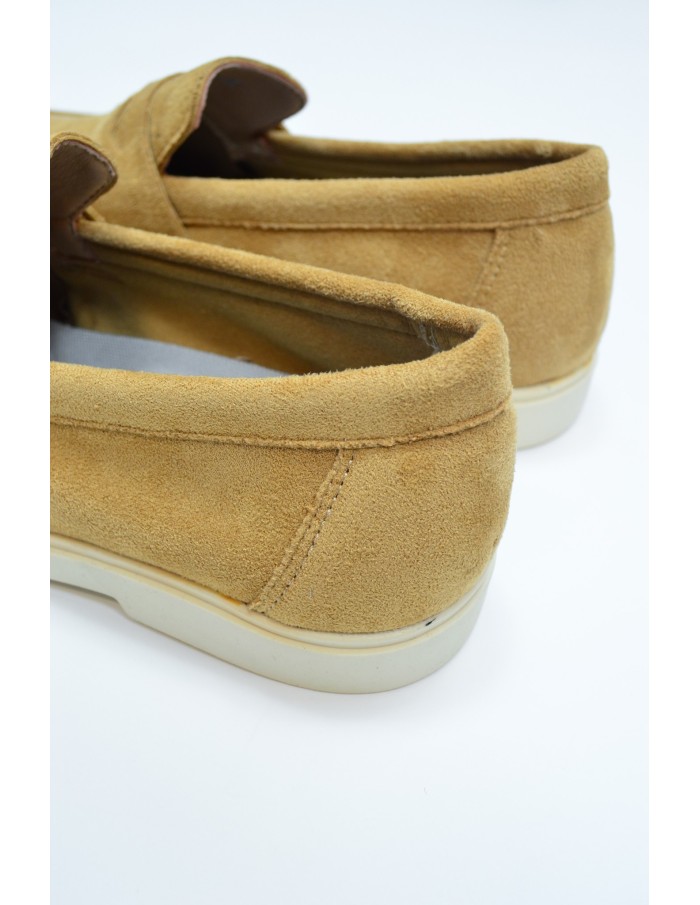 Mocassins camel en tissu avec semelle contrastante - homme - Accueil