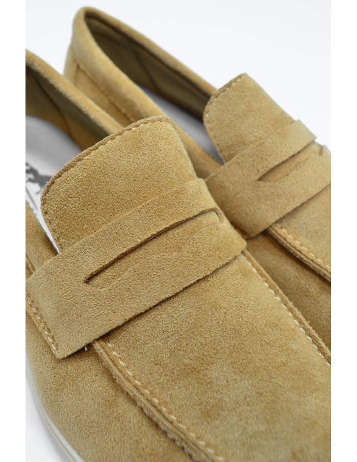 Mocassins camel en tissu avec semelle contrastante - homme - Accueil