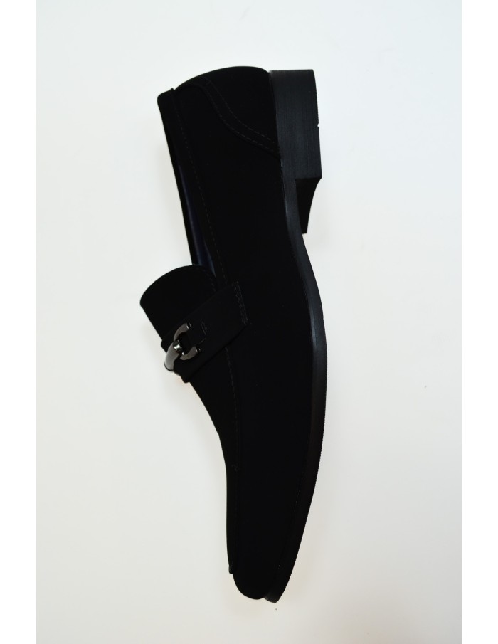 Mocassin noir en daim avec détail en métal - homme - Accueil