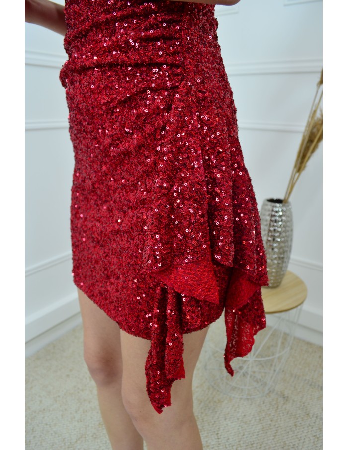Robe bordeaux bustier pailletée avec drapé - femme - Accueil