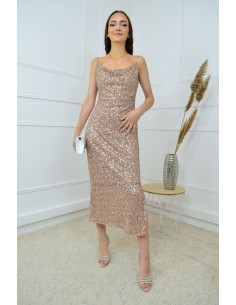 Robe longue taupe à...