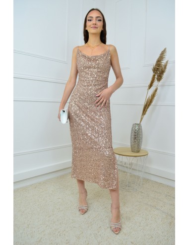Robe longue taupe à bretelles fines -...