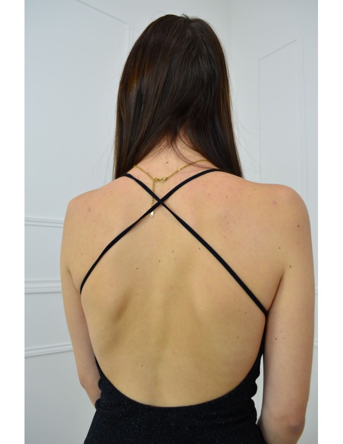 Robe courte noire bretelles croisées dans le dos - femme - Accueil