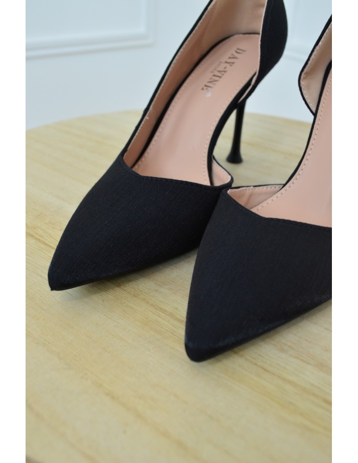 Escarpin noir avec ouverture latérale - femme - Accueil