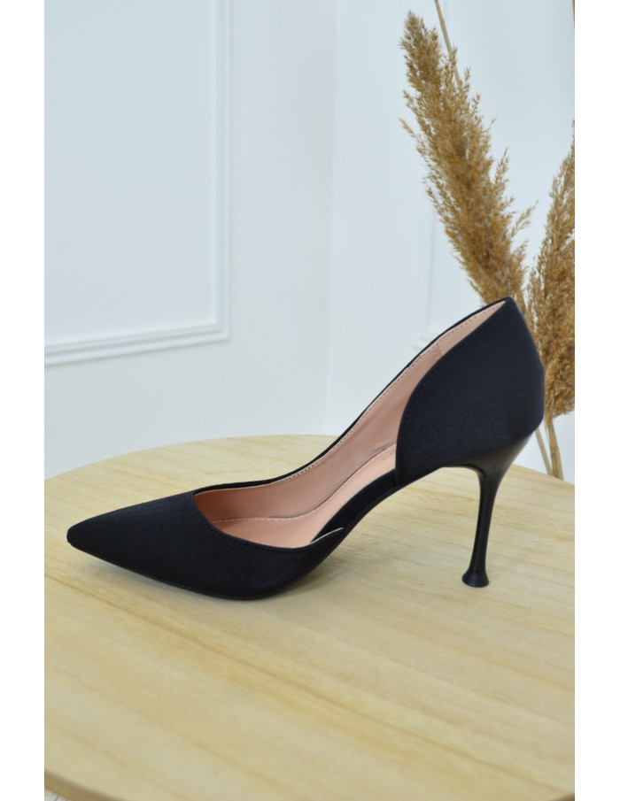 Escarpin noir avec ouverture latérale - femme - Accueil
