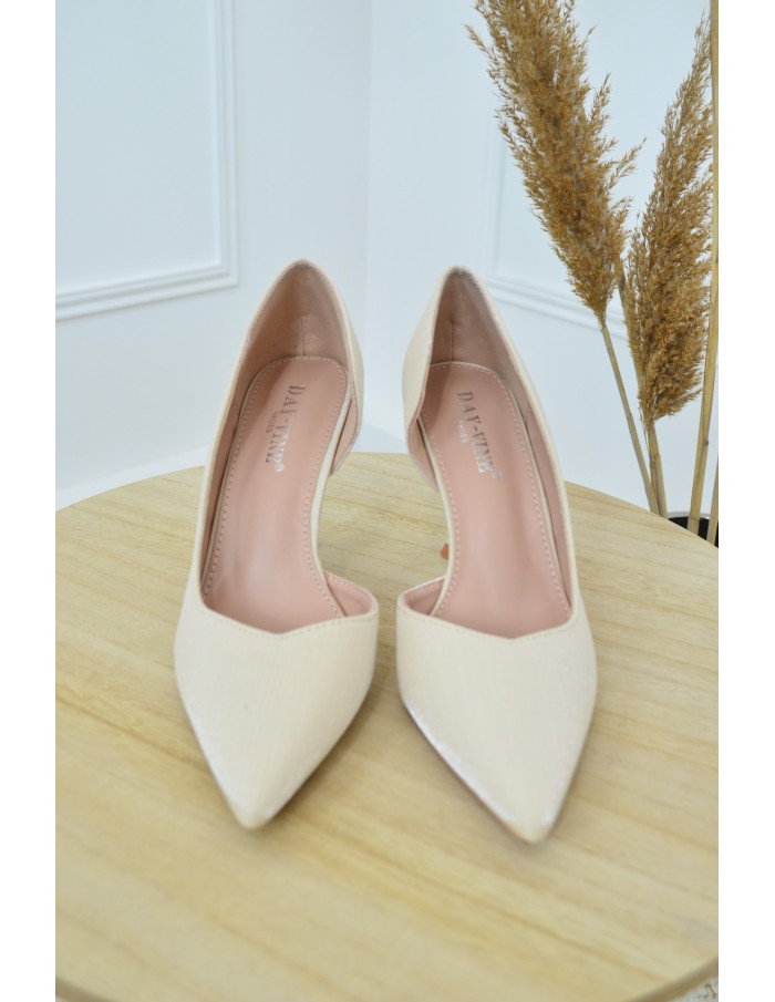 Escarpin blanc cassé avec ouverture latérale - femme - Accueil