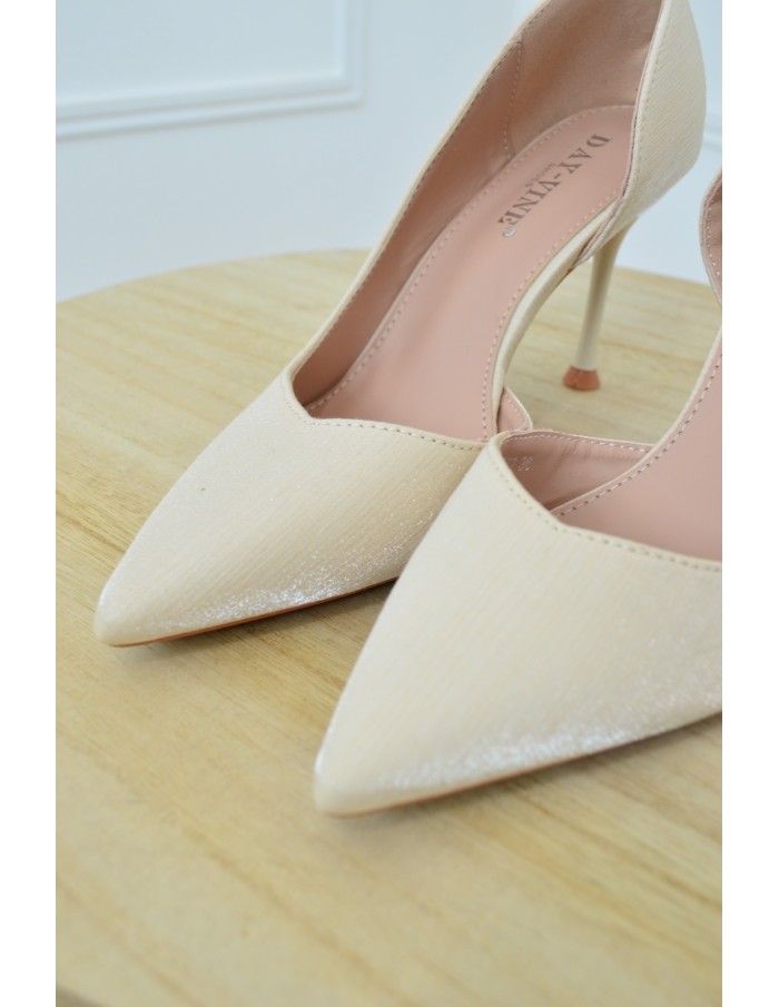 Escarpin blanc cassé avec ouverture latérale - femme - Accueil