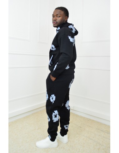 Ensemble jogging noir avec fleurs -...
