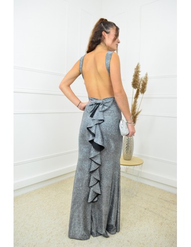 Robe sirène gris pailletté avec nœud...