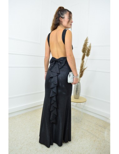 Robe sirène noir pailletté avec nœud...
