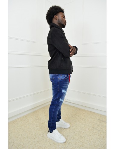 Blouson daim avec col mouton noir –...