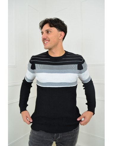 Pull noir col rond - homme