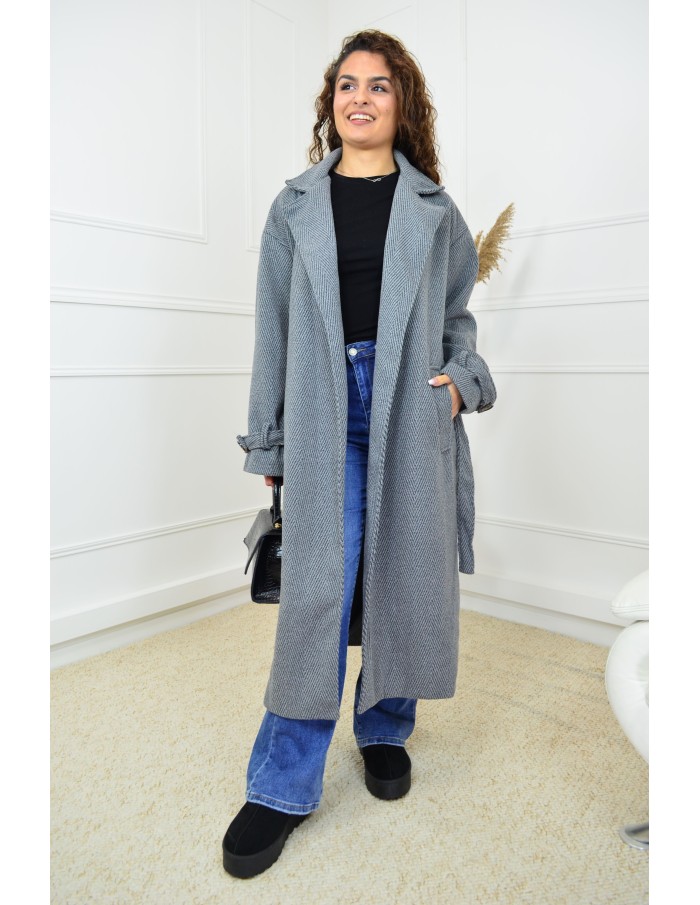 Manteau long gris - femme
