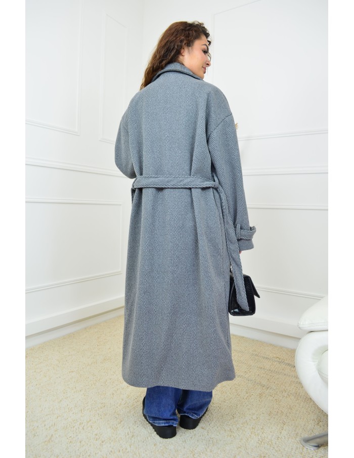 Manteau long gris - femme