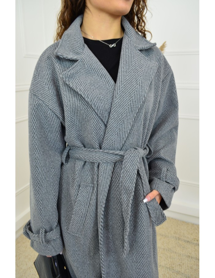 Manteau long gris - femme