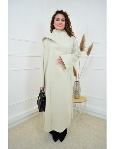 Manteau beige long col écharpe - femme