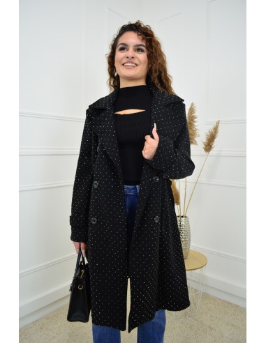 Manteau noir avec strass - femme