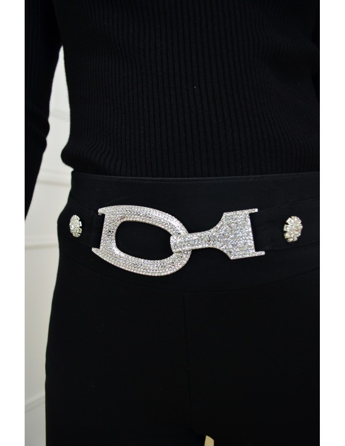 Pantalon évasé moulant noir - femme