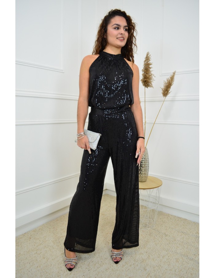 Pantalon noir à paillettes - femme