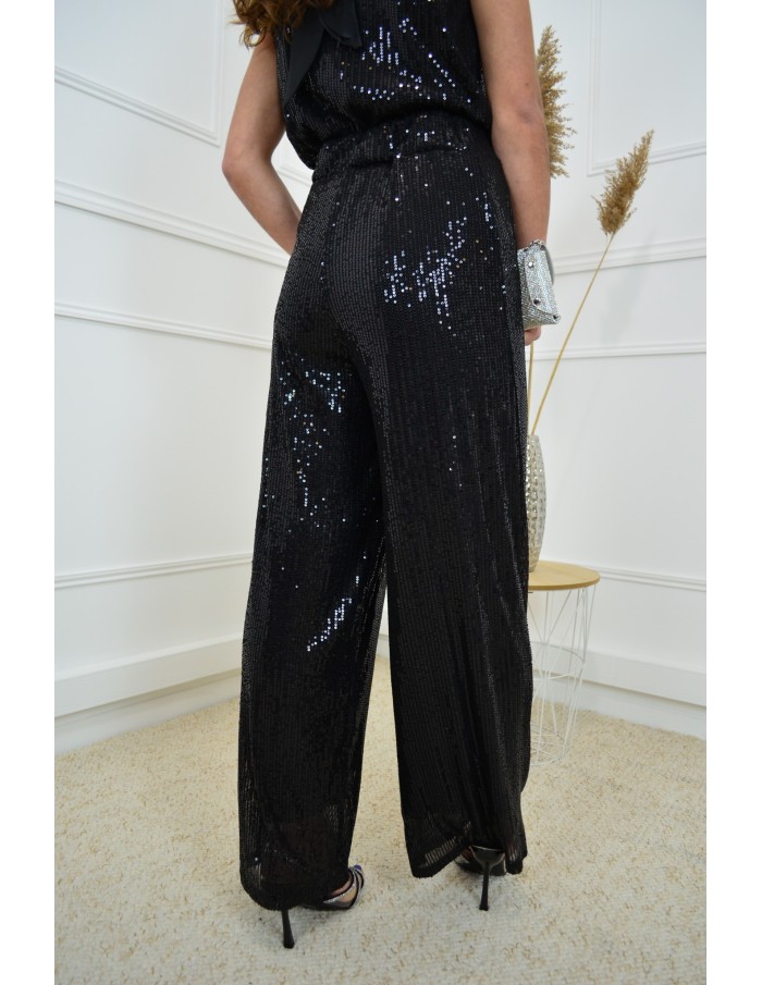 Pantalon noir à paillettes - femme