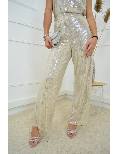 Pantalon champagne à paillettes - femme