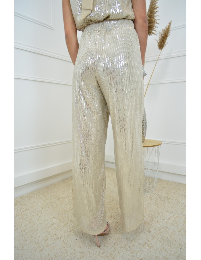 Pantalon champagne à paillettes - femme - Accueil